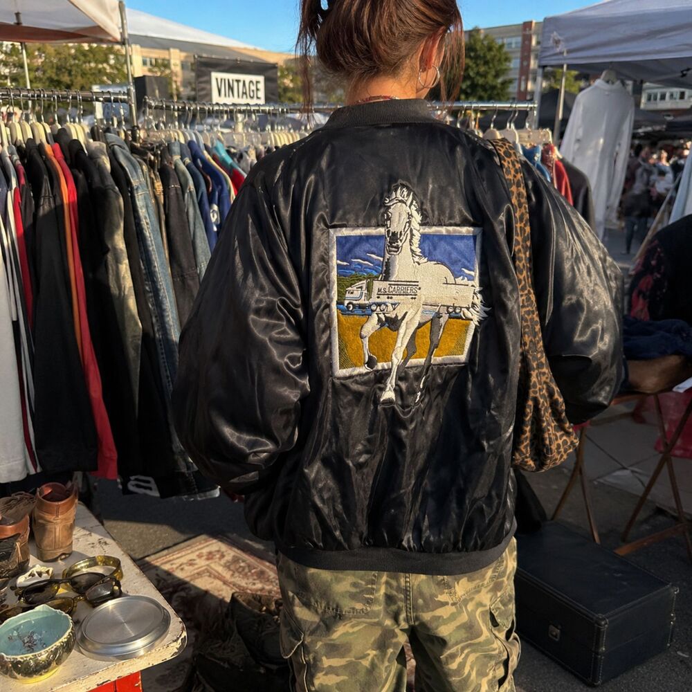 Vintage Festival Streetwear Silky Retro Embroidered Moto Bomber Jacket